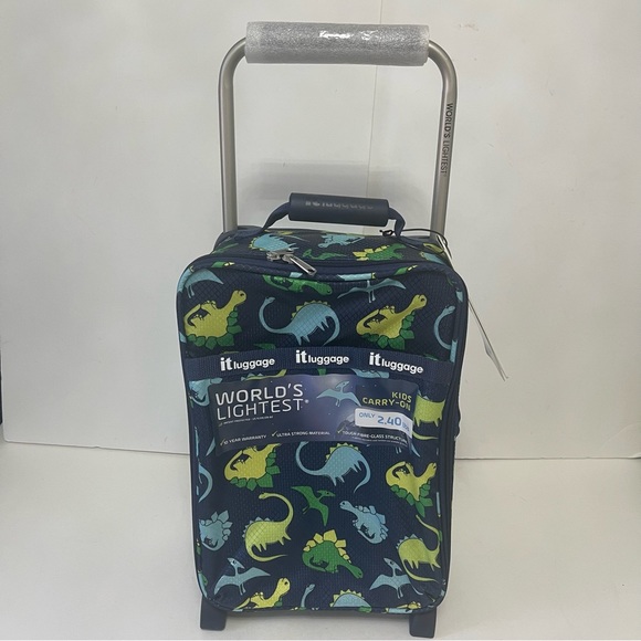 New Kids Small Carry On Luggage Bag- Perfect 4 Sleep Overs Dinosaur Theme - New! - Picture 1 of 16